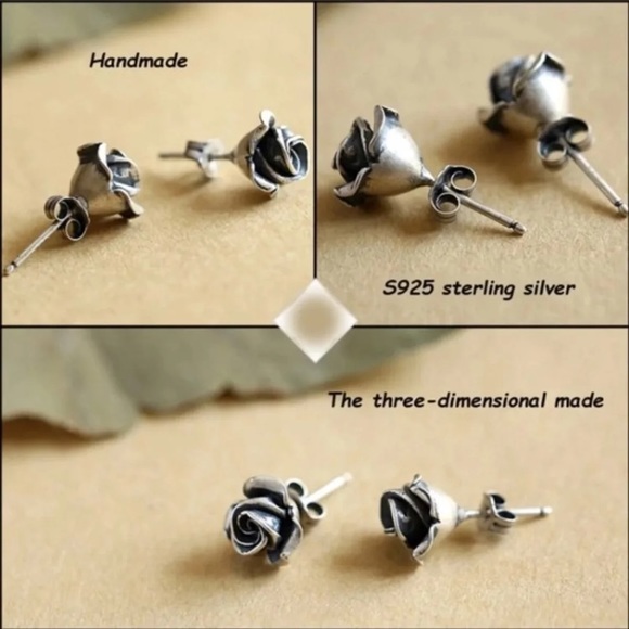 🎉HP🎉New! Sterling Silver Rose Stud Earrings - Picture 6 of 8